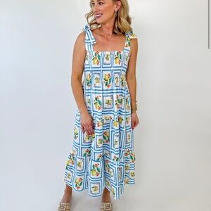 MEET ME IN SANTORINI Capri Citrus Tie Strap Dress
